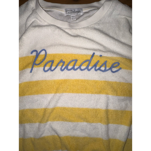 PJ Salvage Paradise Terry Cloth Lounge Set Yellow Stripe Coastal Resort Large - Picture 5 of 15